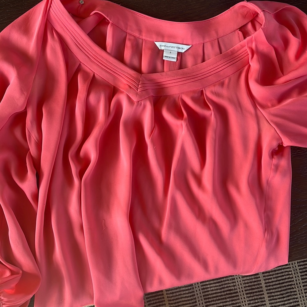 Diane von Furstenberg coral pink blouse